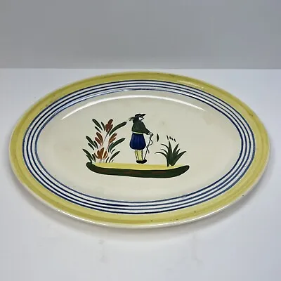 Buy Antique Henriot Quimper French Faience Oval Platter Hand Painted Breton Figure • 46.67£