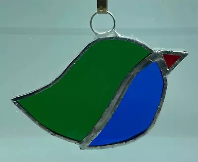 Buy F147 Stained Glass Suncatcher Hanging Bird 10cm Green / Blue • 7.50£