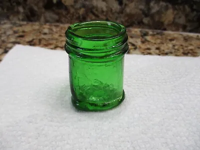 Buy Small Antique Emerald Green Crackled Glass Panel Medicine / Cosmetics Jar. • 9.32£