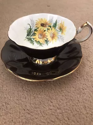 Buy Vintage Queen Anne Bone China Tea Cup & Saucer Brown Black-eyed Susan Flowers • 8.99£