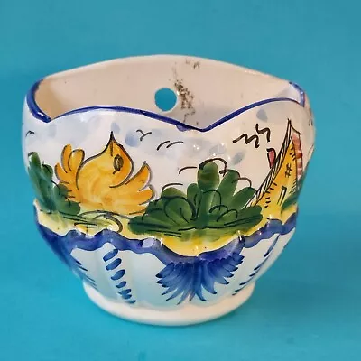 Buy FB QUIMPER FRANCE Ceramic Wall Pocket Planter Hand Painted Cood Condition • 19.99£