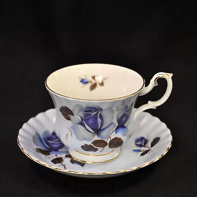 Buy Royal Albert Blue Rose #4503 Footed Cup & Saucer Montrose Shape W/Gold 1962-1969 • 58.69£