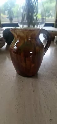 Buy Ewenny Green Orange Brown Welsh Handmade Glazed Clay Jug 13cm Mottled Pattern • 10£