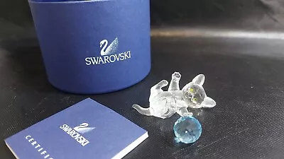 Buy Swarovski Crystal KITTEN LYING BLUE BALL OF WOOL 631857 Cat Mint Boxed Rare • 50£