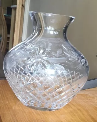 Buy Large Vintage Quality Crystal Cut Glass Vase 9inch High Very Heavy • 16.99£