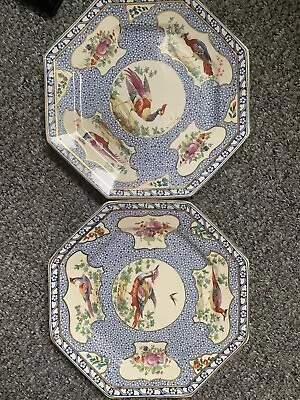 Buy Pair Of Booths Silicone China Mosaic Pattern Plates Vintage • 10£