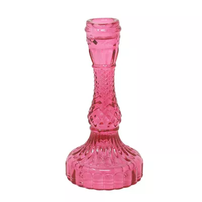Buy Glass Candle Holder - Pink - Dinner Tabletop Decorative Glass Piece • 9.99£