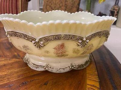 Buy Antique Chrysanthemum Sprig Custard Glass Berry Bowl • 13.98£