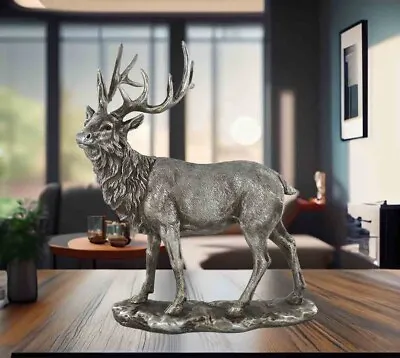 Buy Large Stag Silver Sculpture Statue Animal Ornament Home Decor Wildlife 28cm • 49.95£