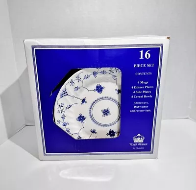 Buy Royal Wessex By Churchill  Finlandia  Blue & White Dishes 16 Pc. Set For 4 New!! • 140.02£