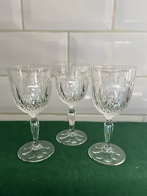 Buy 3 Cut Glass Crystal Wine Glasses • 9£
