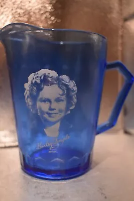 Buy Vintage Cobalt Blue Depression Glass * SHIRLEY TEMPLE * Cup/Mug/Small Pitcher • 6.30£