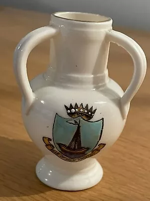 Buy W H Goss Crested China - Antwerp Oolen Pot - Isle Of Man (3 Crests) (Rare) • 14.99£