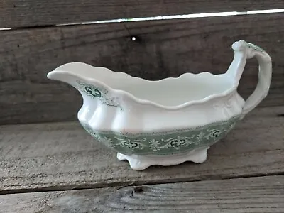 Buy Antique Green John Maddock Transferware Gravy Boat Jewel Pattern • 27.95£