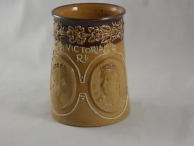 Buy Antique Doulton Lambeth Queen Victoria Diamond Jubilee 1897 Stoneware Mug • 39.95£