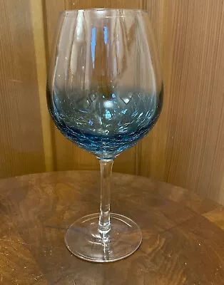 Buy Pier 1 Crackle Glass Teal Blue Balloon Wine Glass 8 7/8” Retired Perfect • 27.03£