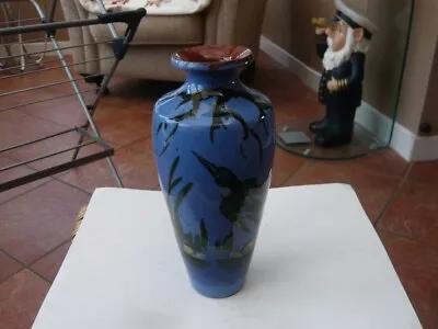 Buy Vintage Old Art Nouveau Torquay Ware Vase Flying Diving Kingfisher Bird Blue • 4.99£