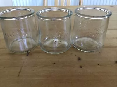 Buy 3 X LA FERMIERE Clear French Country Style Glass Yogurt Pot/Vase Etc • 5£