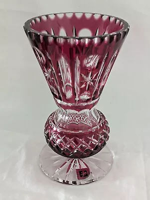 Buy Heavy Edinburgh Imported Cranberry Crystal Thistle Vase • 65£