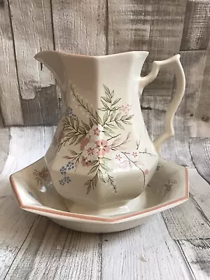 Buy St Michael Jug & Bowl Set Vintage 80s Beige Floral Japan Pitcher 2193/5604 • 14.39£