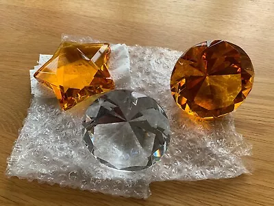 Buy Rosenthal Star Glass Amber Paperweight Plus Diamond Shaped Shaton • 18£