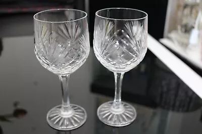 Buy 2 X Zawiercie Cut Crystal Glass  Monika 3  Wine/Water Glasses • 14.54£