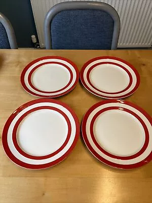 Buy T G Green Cornishware Red 4x Lunch Plates 25cm • 54.99£