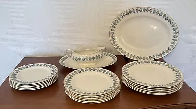 Buy Vintage Complete 21 Piece 6 Person J&G Meakin Dinner Service Ambassador Pattern • 29£