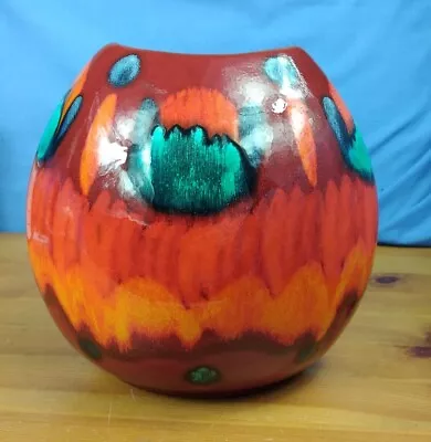 Buy Poole Pottery Hand Painted Volcano Purse Vase 18cm Tall • 39.99£
