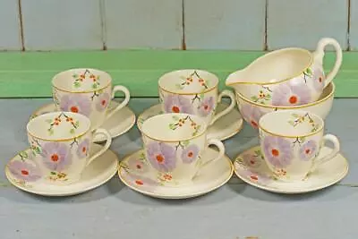 Buy ALFRED MEAKIN  ART DECO TEA SET 5 Demitasse Cups & Saucers Cream Jug & Bowl • 35£