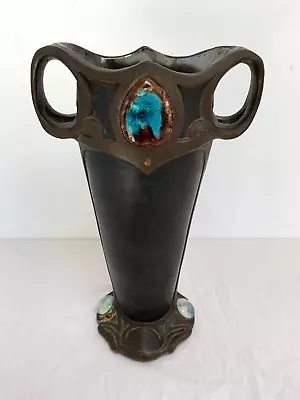 Buy Large 36.5cm Antique Art Nouveau Bretby Art Pottery Bronzed & Jewelled Ware Vase • 124.95£