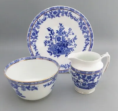 Buy Vintage Blue & White Transferware Burmah Pattern - Creamer, Sugar & 2 X Plate • 19.99£