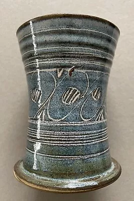 Buy Vintage ANVIL POTTERY WALES Blue Glaze Stoneware Vase H12cm Studio Art Handmade • 10£