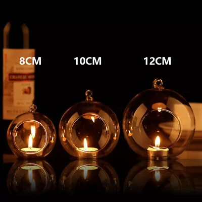 Buy 6-36X Hanging Tealight Candle Holder Clear Glass Baubles Wedding Party Tea Light • 8.95£