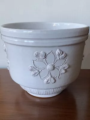 Buy Italian Pottery White Plant Pot Planter Textured Stamped Italy - Bitossi ? • 29.99£