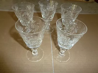 Buy PINWHEEL Design Cut Glass Crystal CLARET Glasses, Set Of 5 • 20£