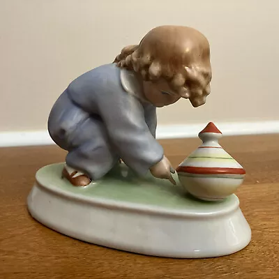 Buy Vintage ZSOLNAY Pecs Sinko Hungarian Porcelain Child Playing W/ Spinning Top Toy • 13.62£