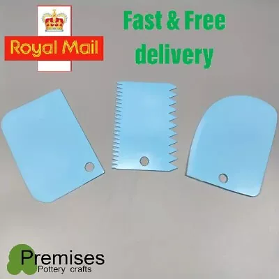 Buy 3pcs Pottery Plastic Scraper Tools Clay Sculpture Tooth Shape Pottery Clay Blue • 2.80£