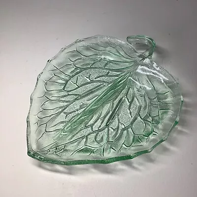 Buy Vintage Textured Bagley 1930s Glass Green Leaf Shaped Candy Dish Snack Bowl • 9.99£