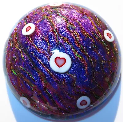 Buy Art Glass Studio DOME Dichroic Valentines Day Paperweight + Stand Fused Signed • 36.40£