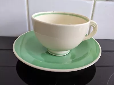 Buy RARE 1930's (ART DECO) SUSIE COOPER FALCON SHAPE - CUP AND SAUCER. GREEN & CREAM • 15£