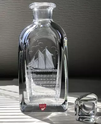 Buy Orrefors Crystal Decanter Ship And Sheet Music Clear Color Sweden Without Box • 174.74£