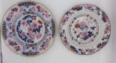 Buy Two Lovely Antique Cauldon England Ironstone Floral Plates With Gilding • 6.95£