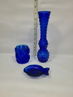 Buy Cobalt Blue Glass, Vases, Small Dish,  - Job Lot. • 12.99£