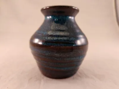 Buy Rackliffe Pottery Blue Ware Studio Art Pottery Ribbed Vase Blue Hill Maine • 30.34£