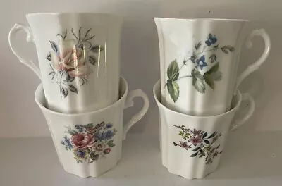 Buy 4 ROYAL GRAFTON Coffee Cups Floral FINE BONE CHINA ENGLAND Multicolored Flowers • 27.95£