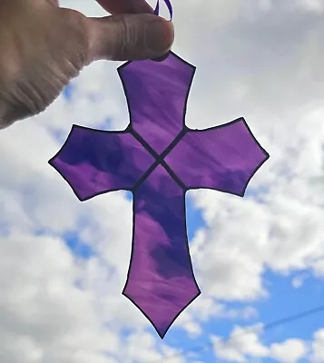 Buy Handmade Genuine Stained Glass Cross Suncatcher Made In Wales  • 16.99£