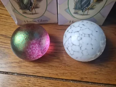 Buy Pair Of Iridescent Heron Glass Paperweights • 12.50£