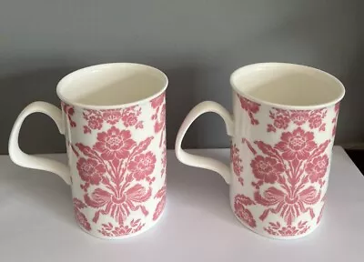 Buy Pair Of Laura Ashley Fine Bone China Mug Pink Floral Pattern Hand Decorated • 8.50£