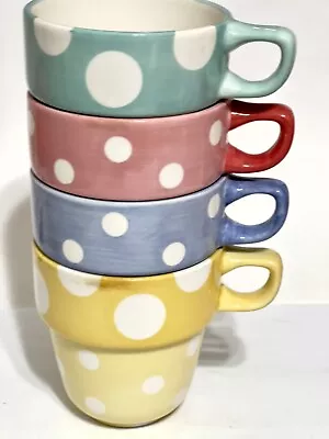 Buy MCM. M&S Stackable Coffee Mugs Flower Pot Shaped 4 Colors 12 Oz Ea • 16.77£